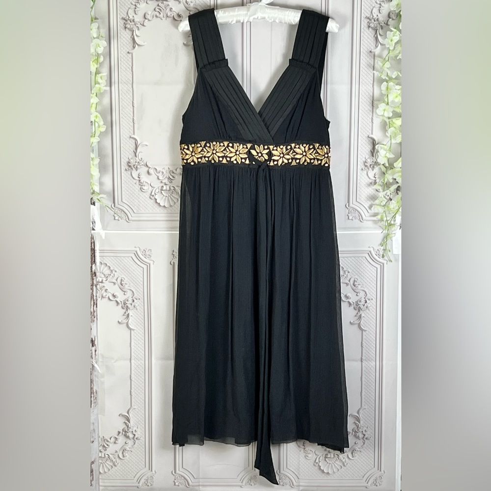 Y2K Banana republic black silk lined  sheer dress size 10